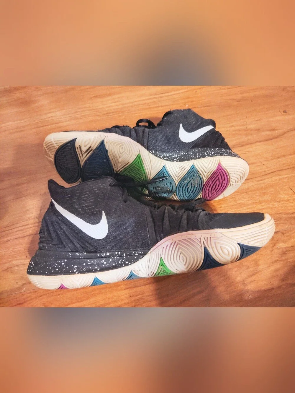 Nike Kyrie 5 Black White Blue Basketball Shoes Size 10.5